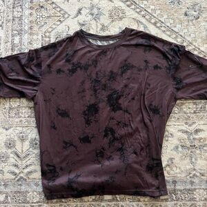 SHEIN Women's Purple and Black Tie-Dye Athletic Tee